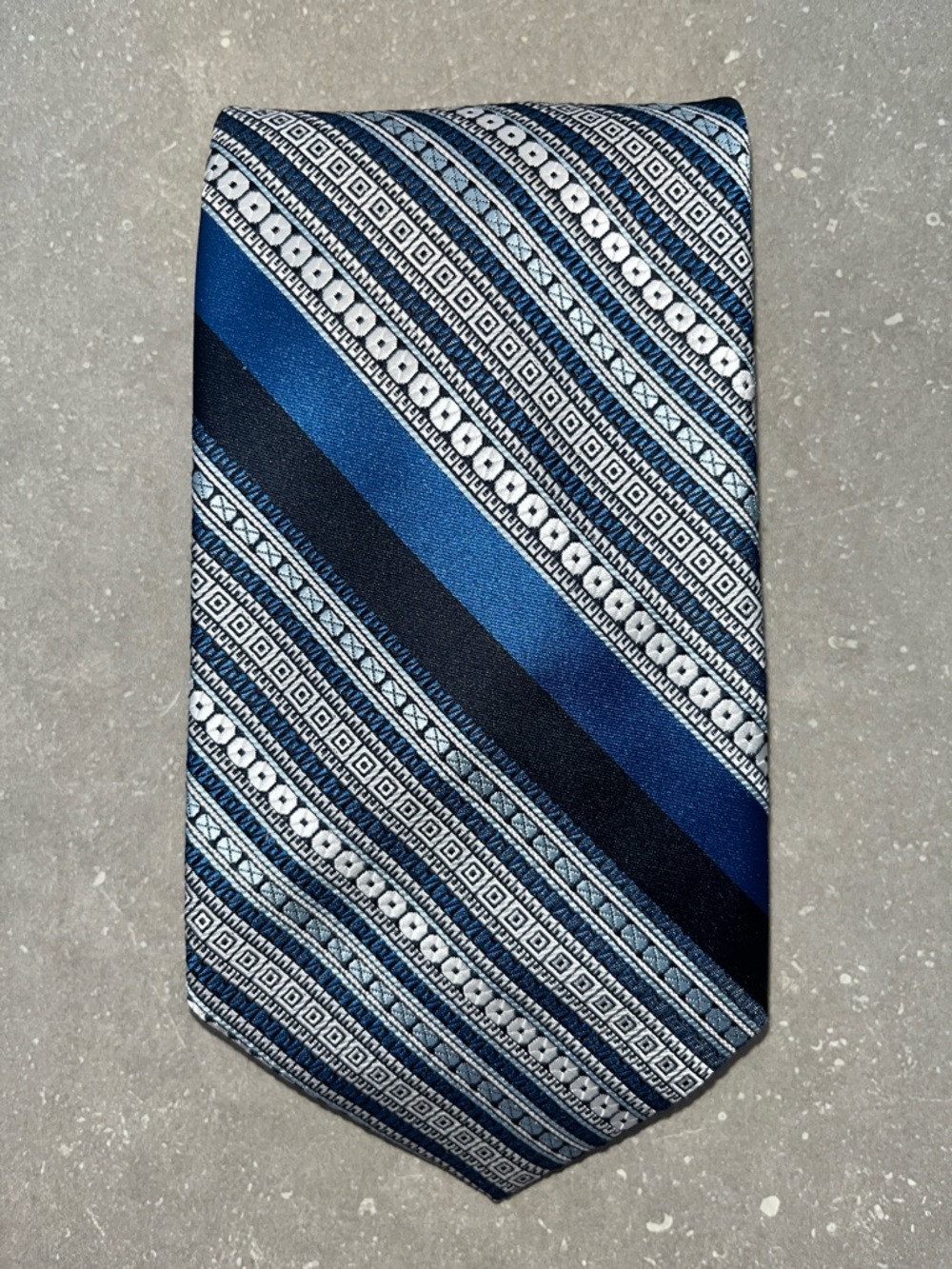 Givenchy Blue & Navy Geometric Stripe Tie
